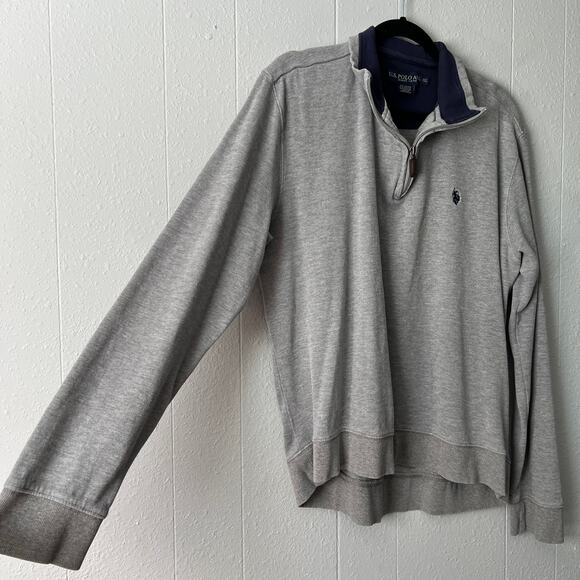 U.S. Polo Mens 1/4 Zip Sweater XXL Cotton Stretch Outdoor Casual Preppy Academia - Picture 5 of 12